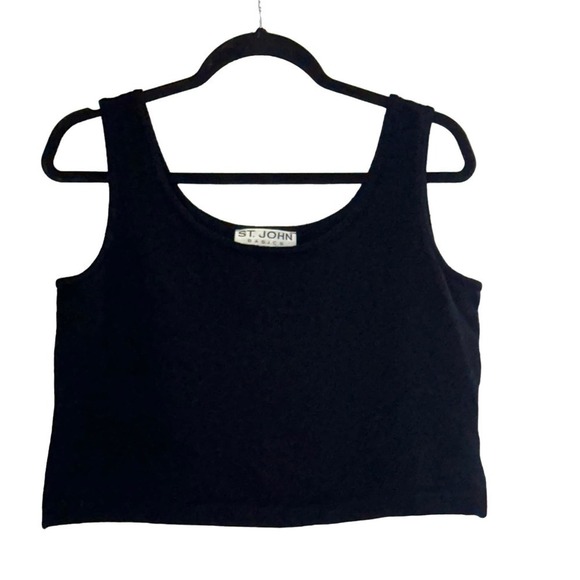ST JOHN Basics Black Knit Crop Tank Top Whimsigoth Punk Grunge - Small - Picture 1 of 3